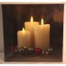 Картина с LED подсветкой: свечи с новогодними шарами, выполненная на холсте